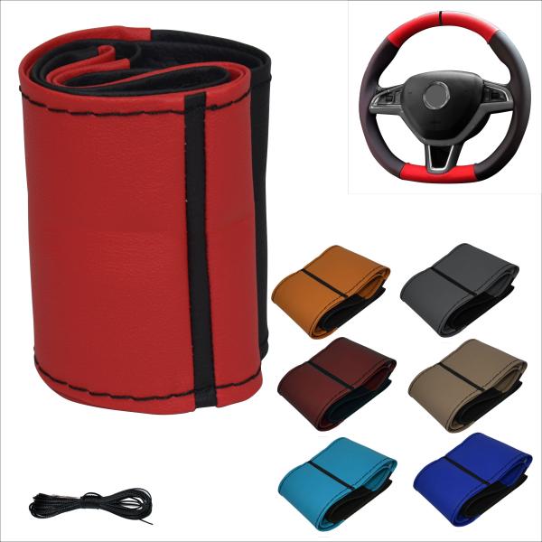 XLBG6 Xkeribom Leder Lenkradbezug zum Schnüren 37-38cm 6 Teilig Design12 Uhr Markierung mit Farbauswahl + STAFFELPREISE